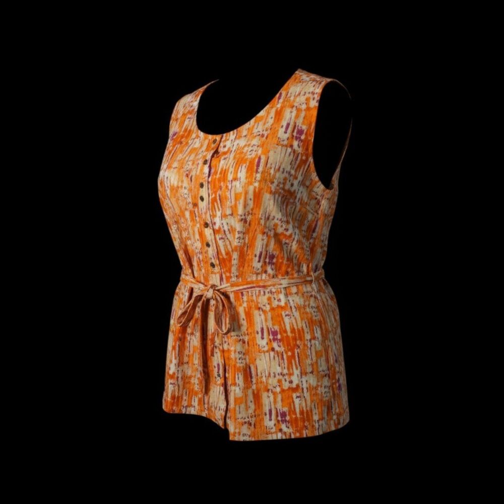 Women's Classic Elements Size Large Orange & White Blouse -- ITEM #3342